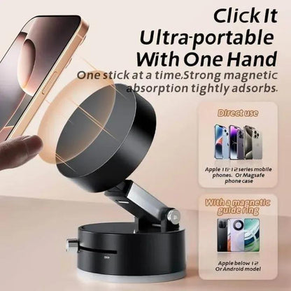 Vacuum Magnetic Suction Cup Folding Swivel Stand – Double-Sided Universal Mobile Phone Holder