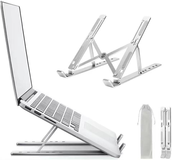 Metal Body Laptop Stand | Creative Folding Storage Bracket | Adjustable Portable Durable | 24×4.5cm Folded / 24×16.5cm Opened